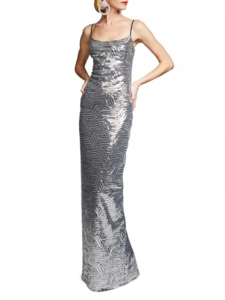 HALSTON Reine Deco Sequin Gown 3