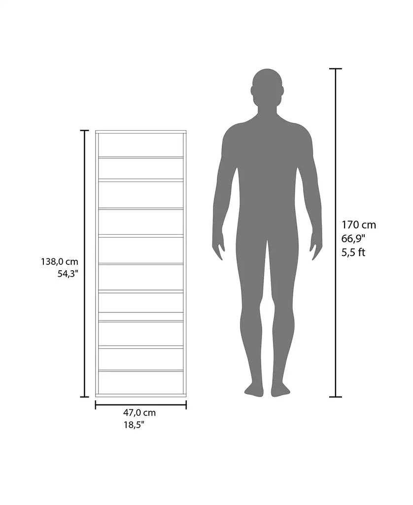 FM FURNITURE Queen Creek Shoe Rack with Mirror and One Door, Natural Oak 5