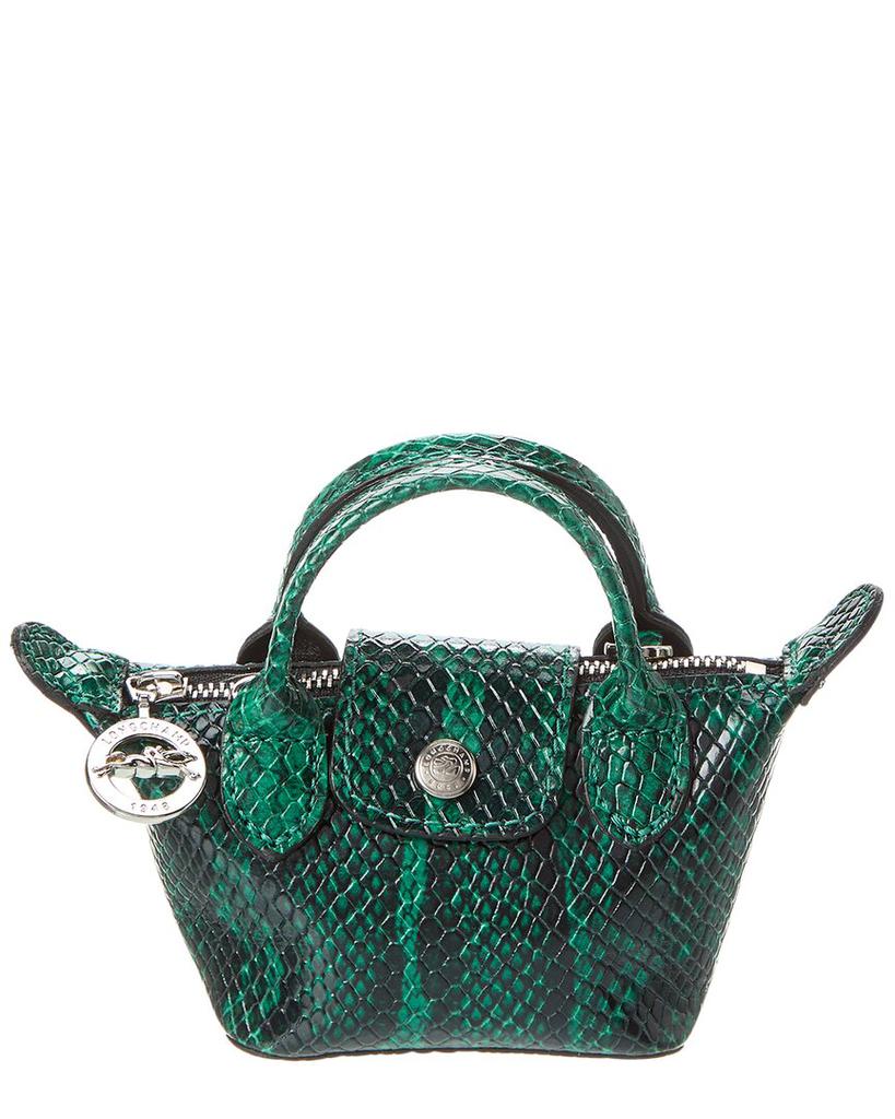 Longchamp Longchamp Le Pliage Cuir Exotiq XXS Snake-Embossed Leather Pouch