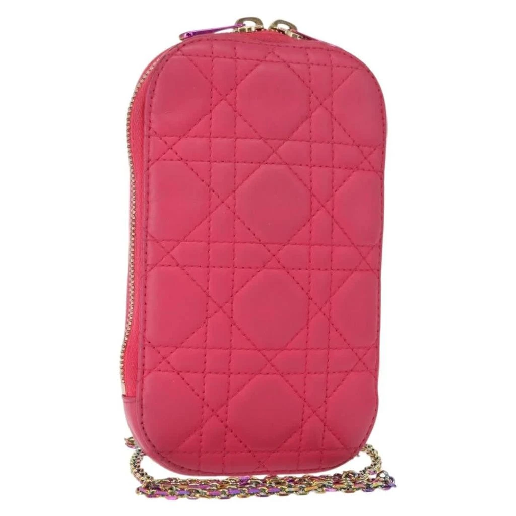 Dior Lady Dior Phone Holder On Chain Cannage Quilt Lambskin Leather Clutche 
Pouche Bag (Pre-Owned)