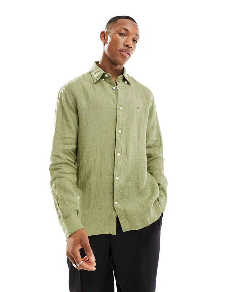 Tommy Hilfiger Tommy Hilfiger pigment dyed solid regular fit shirt in olive  green - Shirts - Free Shipping - BeyondStyle