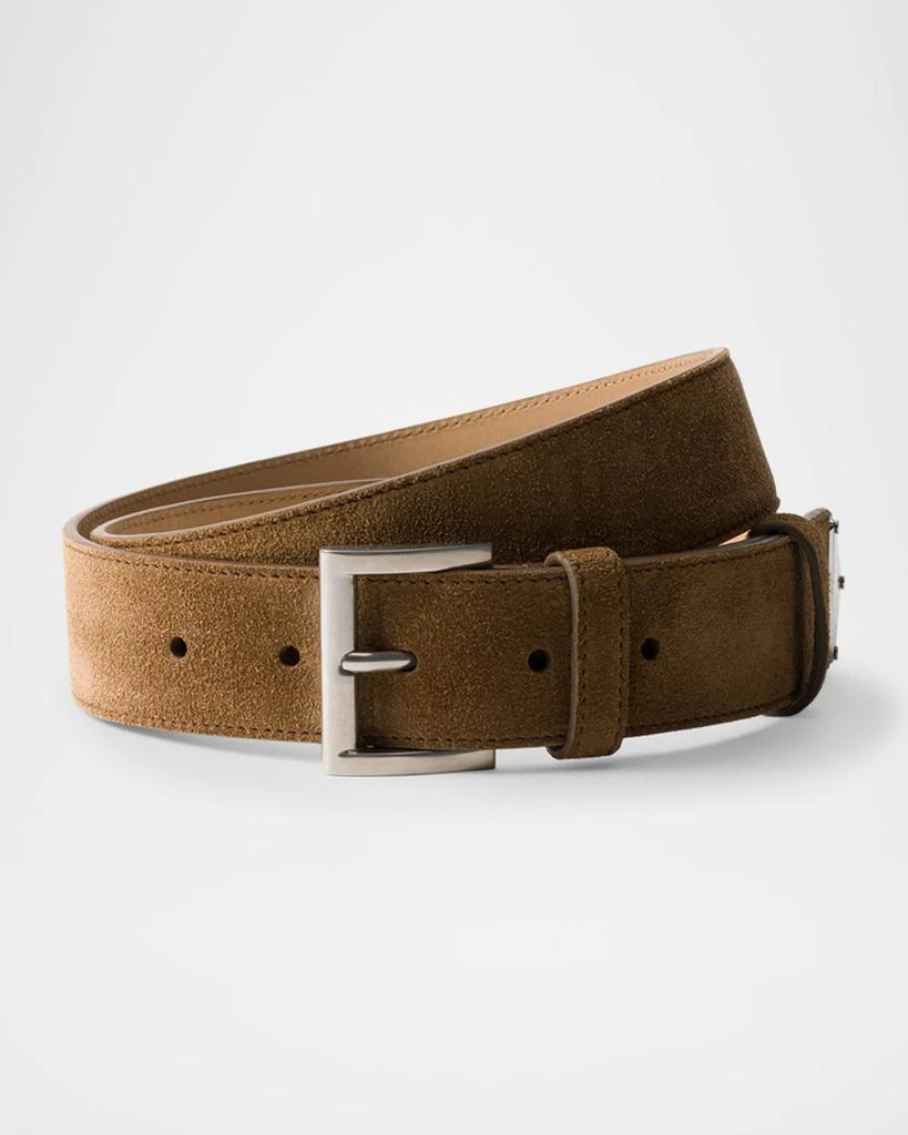 Prada Suede Belt With Triangle Logo Buckle - NWT Prada Men main image 2