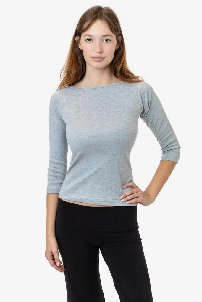 Los Angeles Apparel 43044 - Baby Rib 3/4 Sleeve Boatneck Top 5