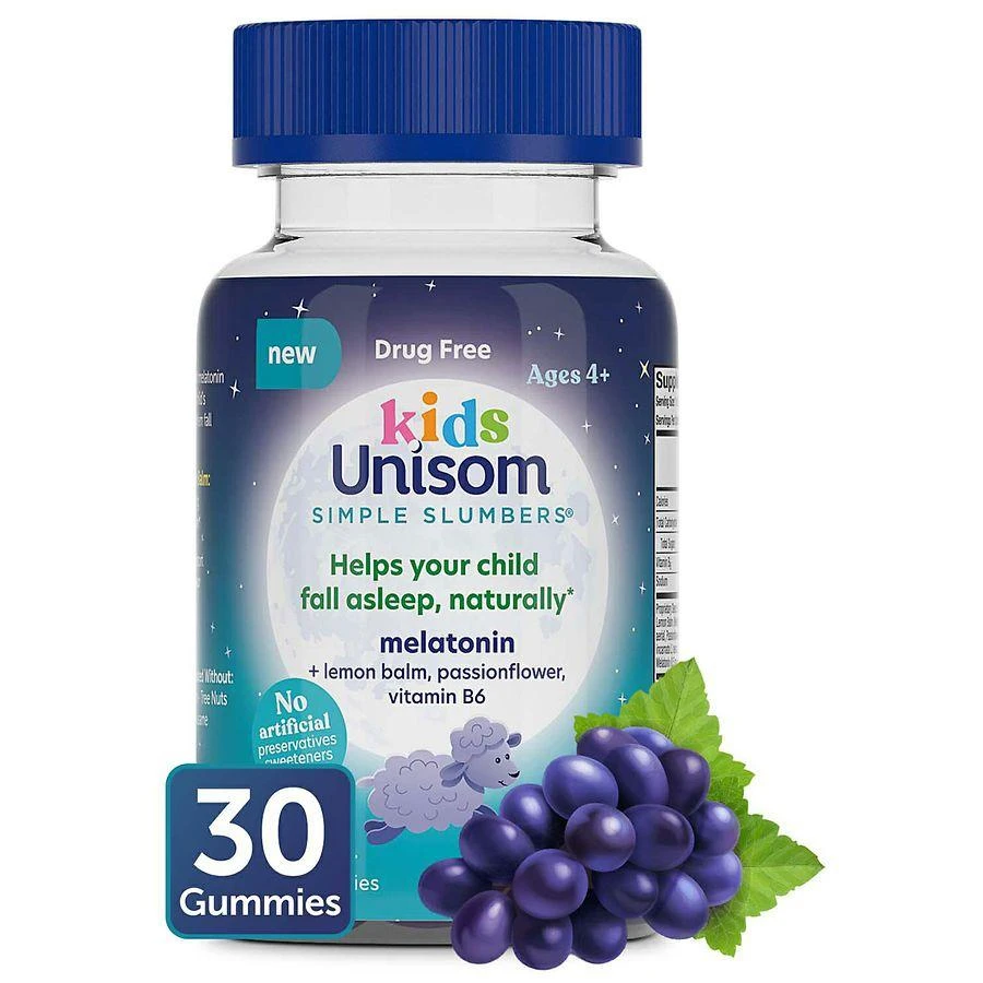 Unisom Simple Slumbers Kids Drug-Free Melatonin Gummies Grape 3