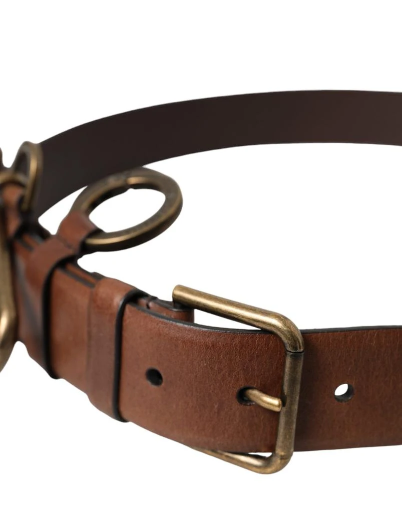 Dolce & Gabbana Brown Calf Leather Gold Metal Buckle Belt Men 3