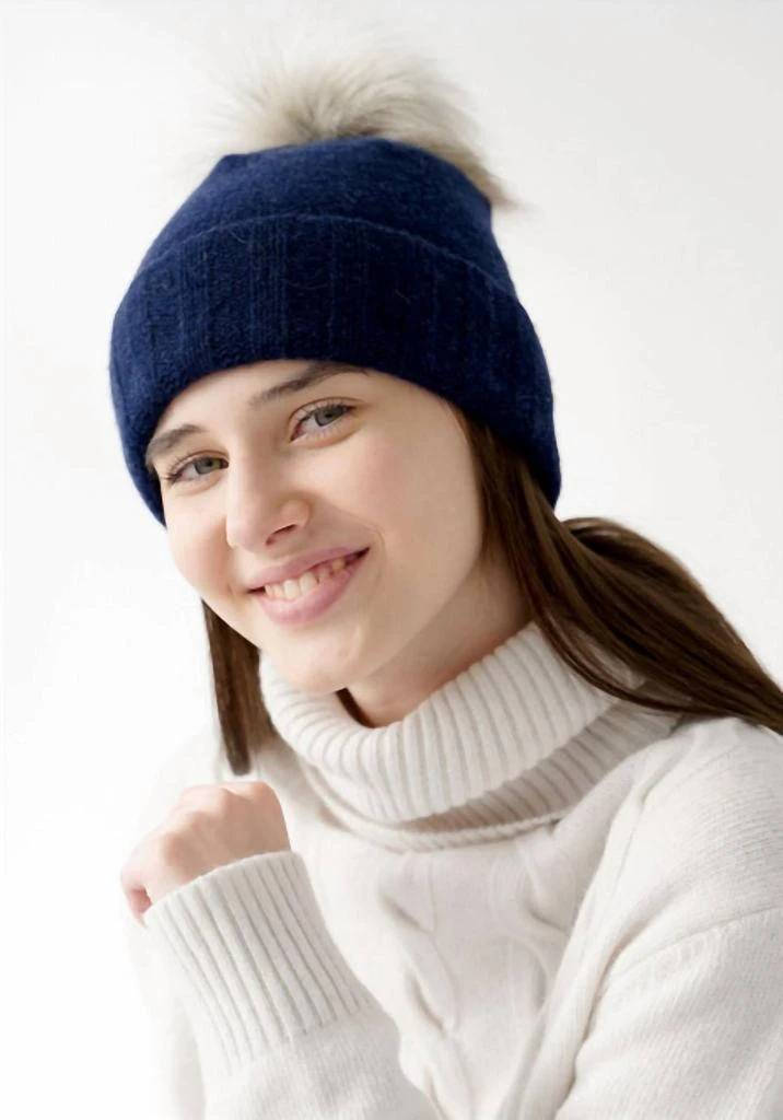 Frost Cashmere hat Light Blue Knit Hat with Black Pom-Pom Amazon.com : HEAD LIGHTZ Headlightz POM POM Beanie with  main image 3