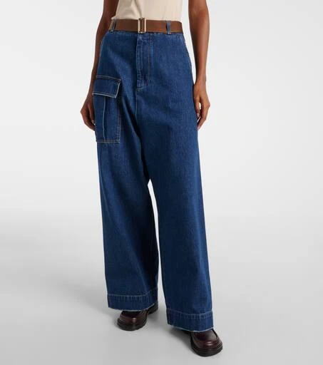 Plan C Mid-rise denim wide-leg pants 7