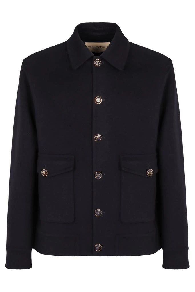 Valentino Valentino VLogo Signature Button-Up Overshirt from Cettire