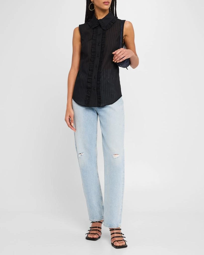 Smythe Sleeveless Ruffle-Trim Shirt 2