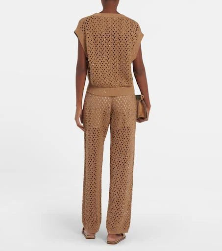 Brunello Cucinelli Open-knit cotton, linen and silk top 3