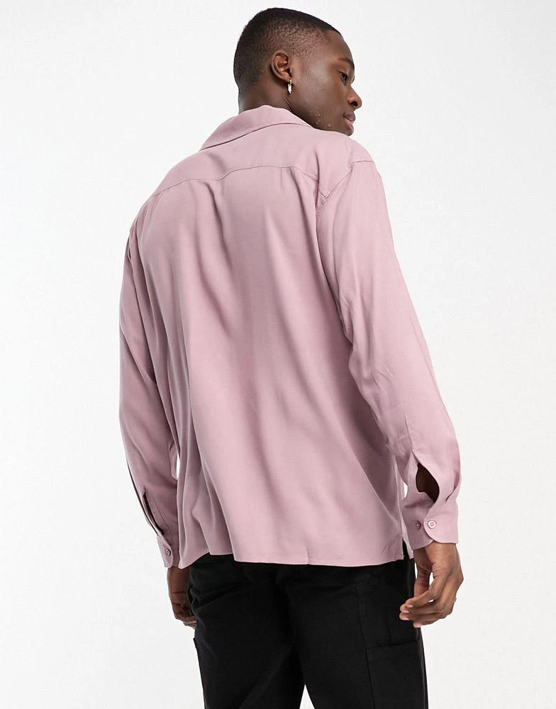 Selected Homme Selected Homme long sleeve revere collar shirt in pink 4