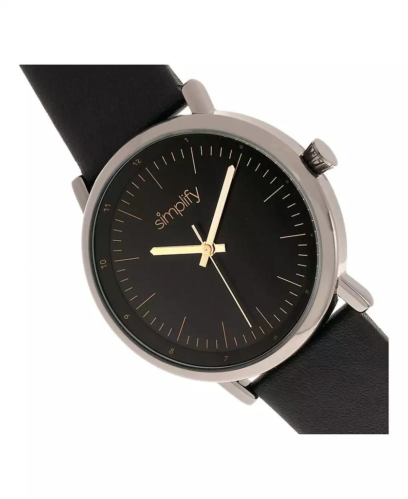 Simplify Quartz The 6200 Black Dial, Genuine Gunmetal Leather Watch 39mm 3