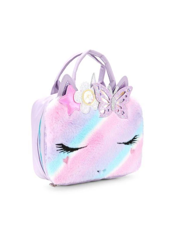 OMG! Accessories Girl's Gwen Ombre Faux Fur Trim Lunch Bag 1
