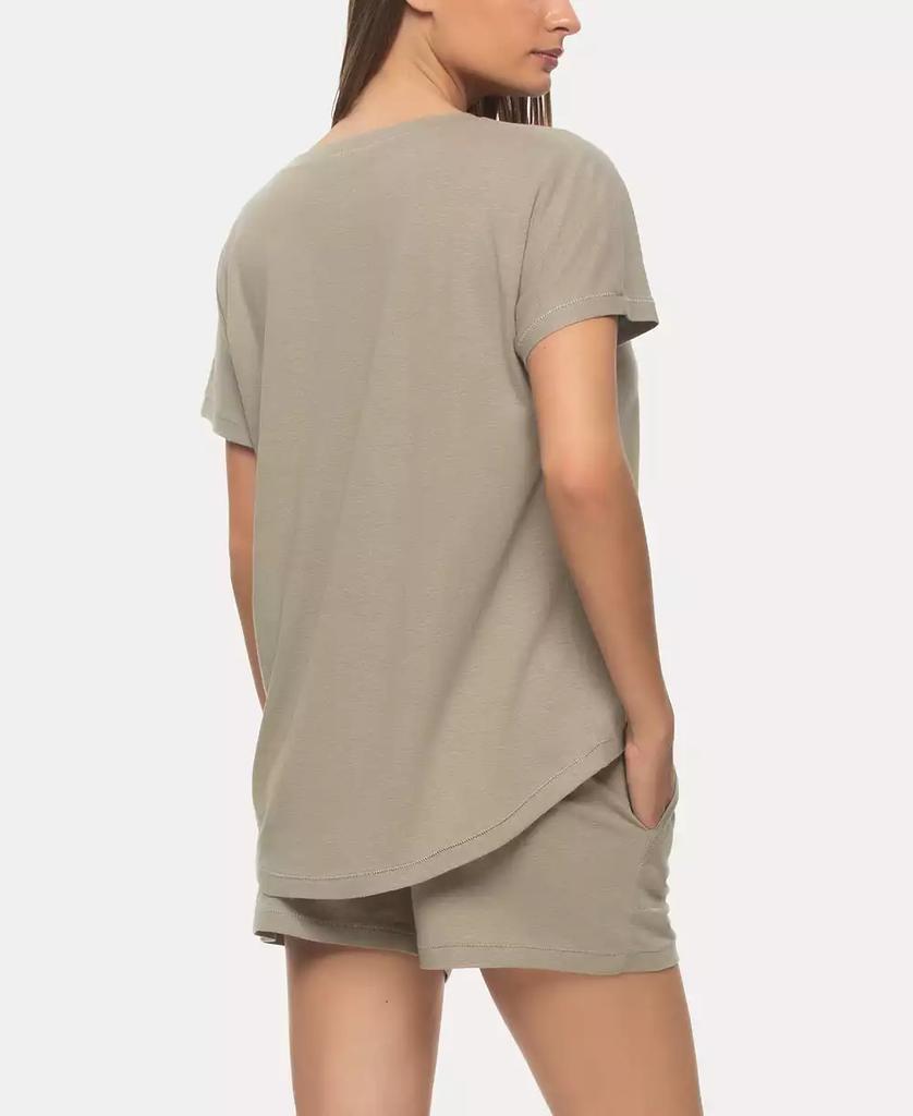 Felina Women's Lauren Linen Jersey Pullover Top and Shorts Sleepwear