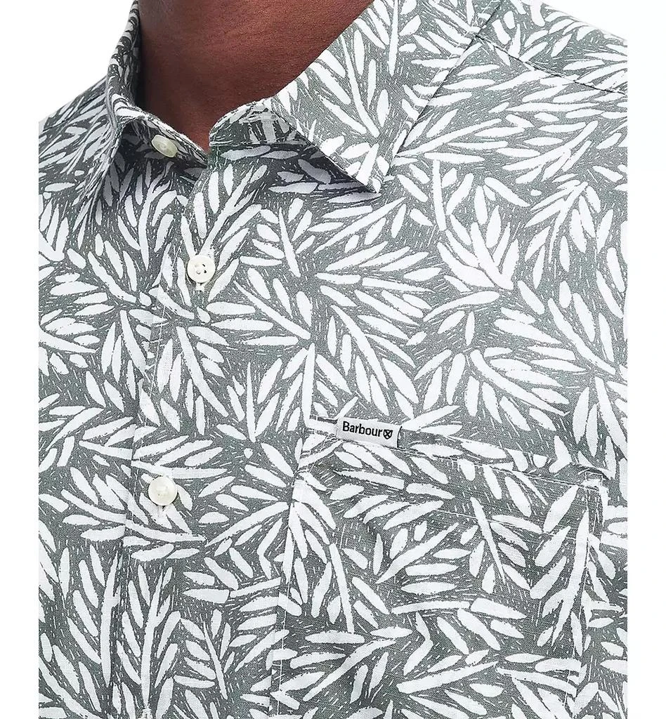 Barbour Men
s Jackstone Short Sleeve Button-Front Leaf Print Shirt 8