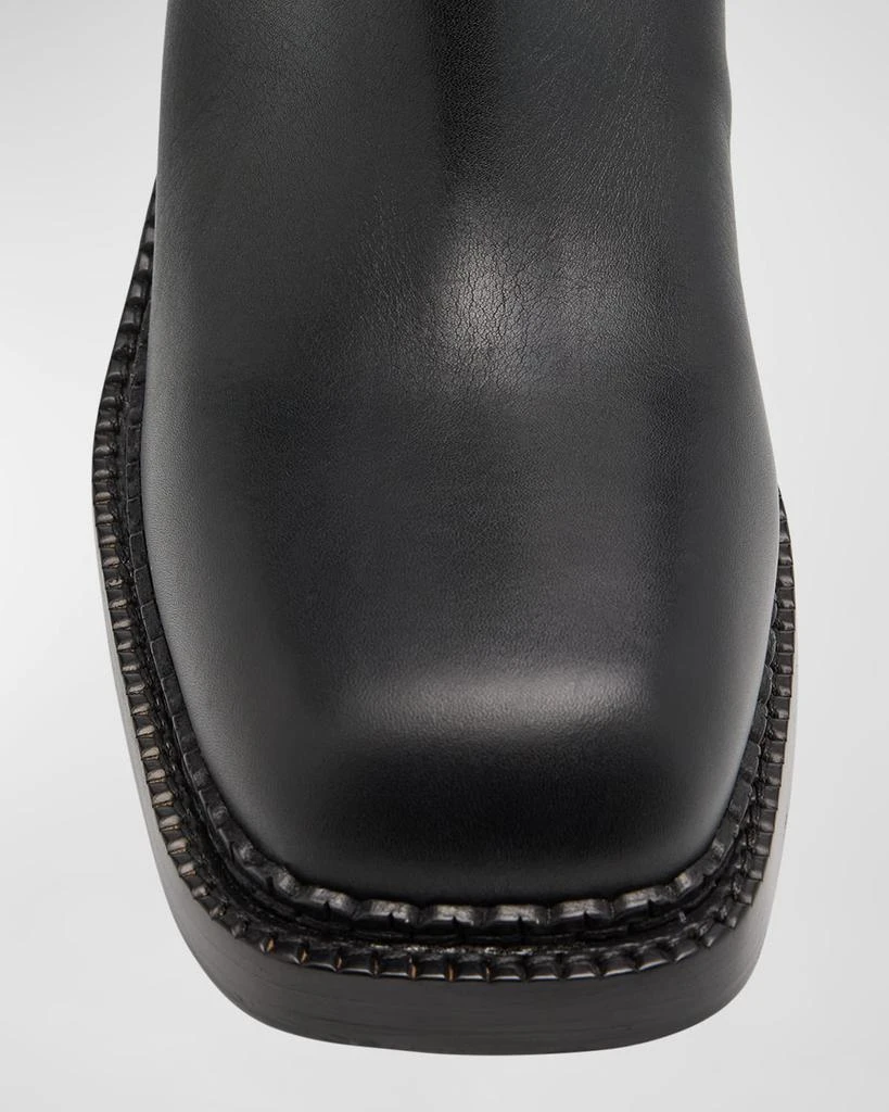 Prada Leather Square-Toe Tall Moto Boots 4