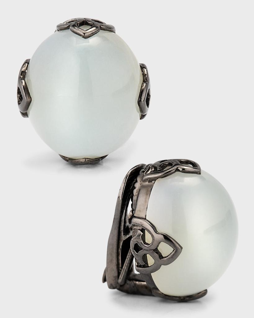 Piranesi 18K Black Gold Cabochon Moonstone Convertible Earrings