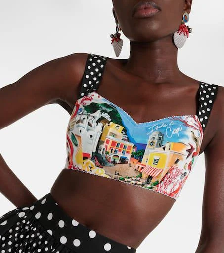 Dolce 
Gabbana Capri polka-dot printed cotton bra top 4