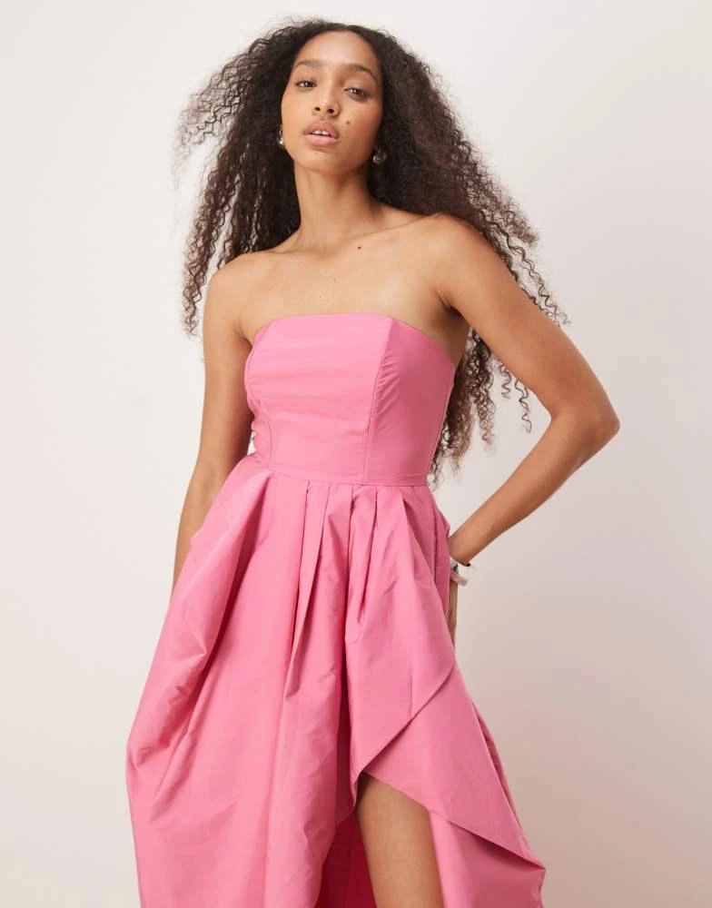 True Decadence True Decadence strapless midi dress in bright pink 2