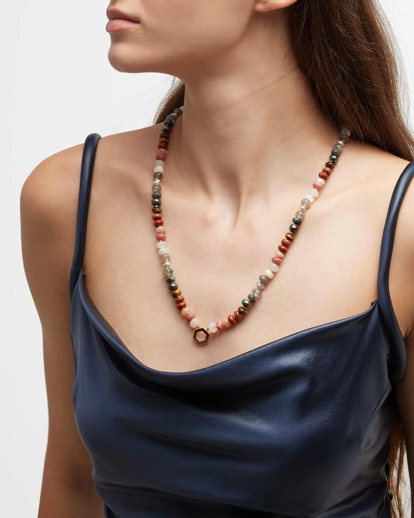 Harwell Godfrey 18K Yellow Gold 32" Stone Foundation Hex Bead Necklace 2