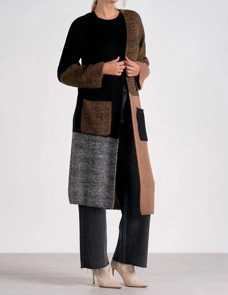Elan Elan - Colorblock Long Cardigan 2