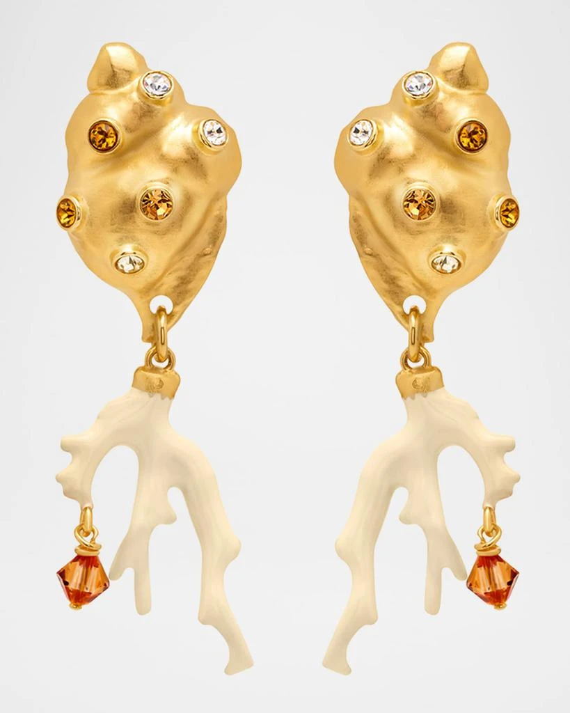 Oscar de la Renta Seashell and Coral Clip-On Earrings
