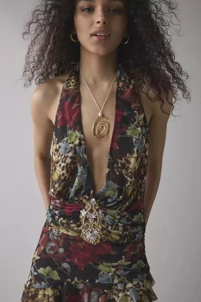 Jaded London Jaded London Cindy Plunge Halter Open-Back Mini Dress 3