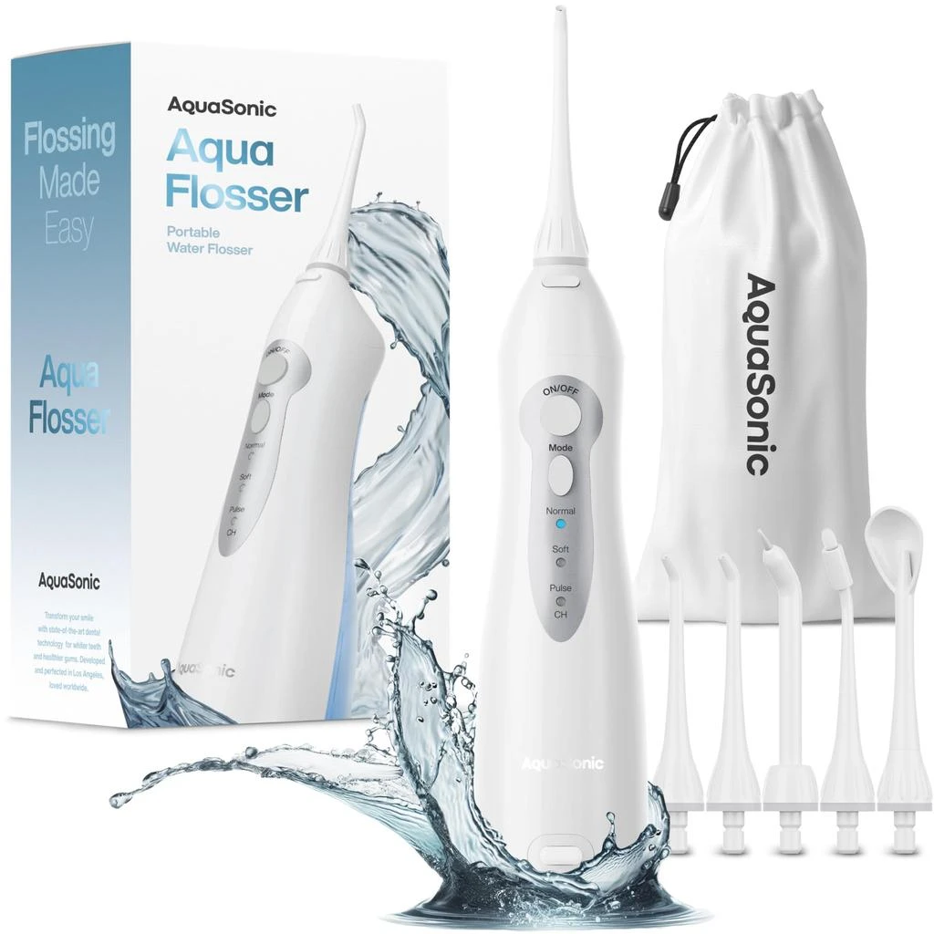 AquaSonic AquaSonic Water Flosser - Cordless Rechargeable Water Flossers for Teeth Cleaning - Waterproof Aqua Flosser, Portable Oral Irrigator for Dental Cleaning with 5 Jet Tips – Braces Home Travel.