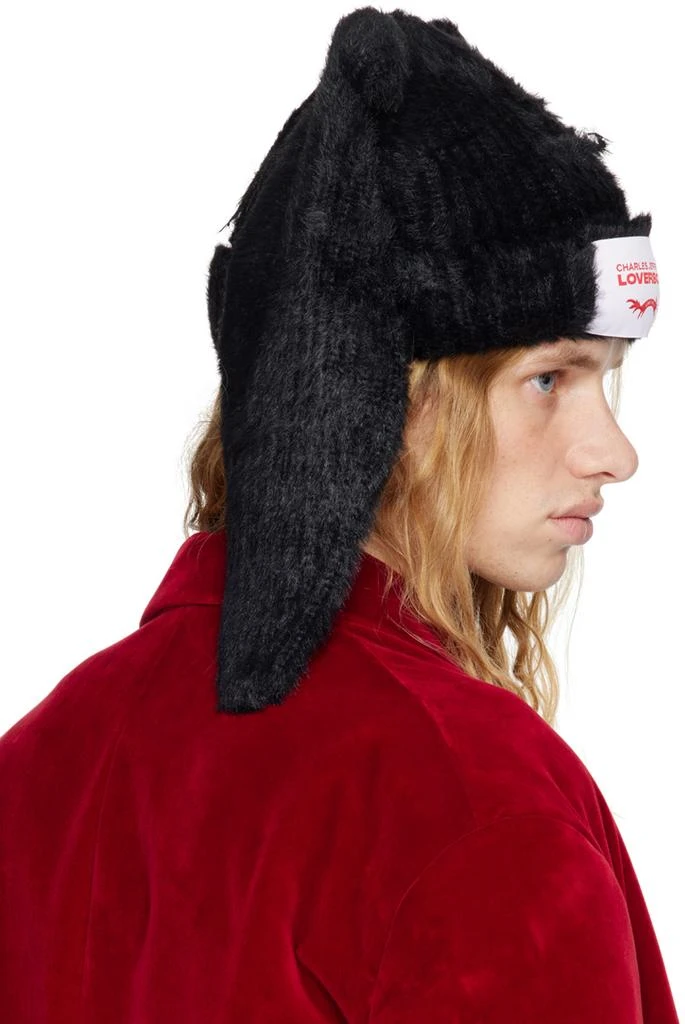 Charles Jeffrey LOVERBOY Black Fluffy Chunky Rabbit Beanie 3