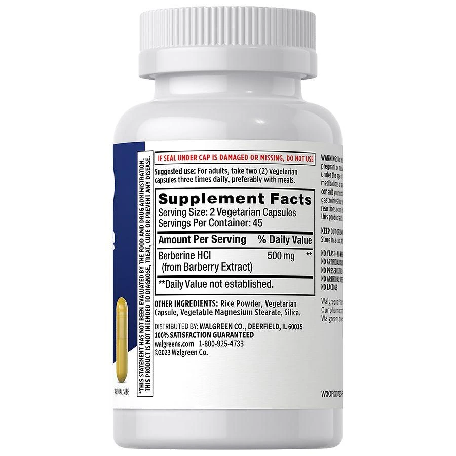 Walgreens Berberine HCI 500 mg Capsules 3
