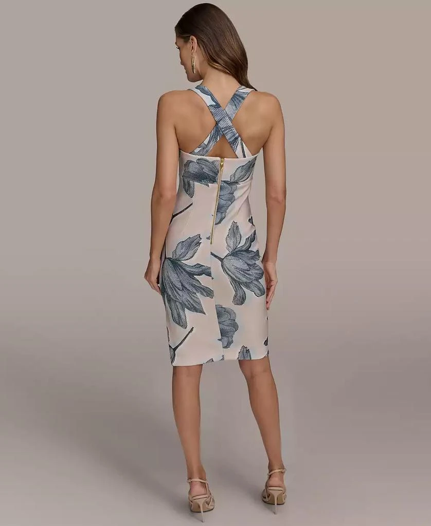 Donna Karan Women's Floral Print Square-neck Dress With Cross-back 5