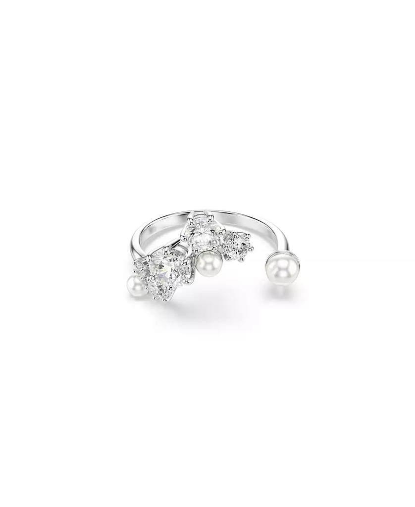 Swarovski Crystal Cultivated Pearl Round Cuts Statement Ring