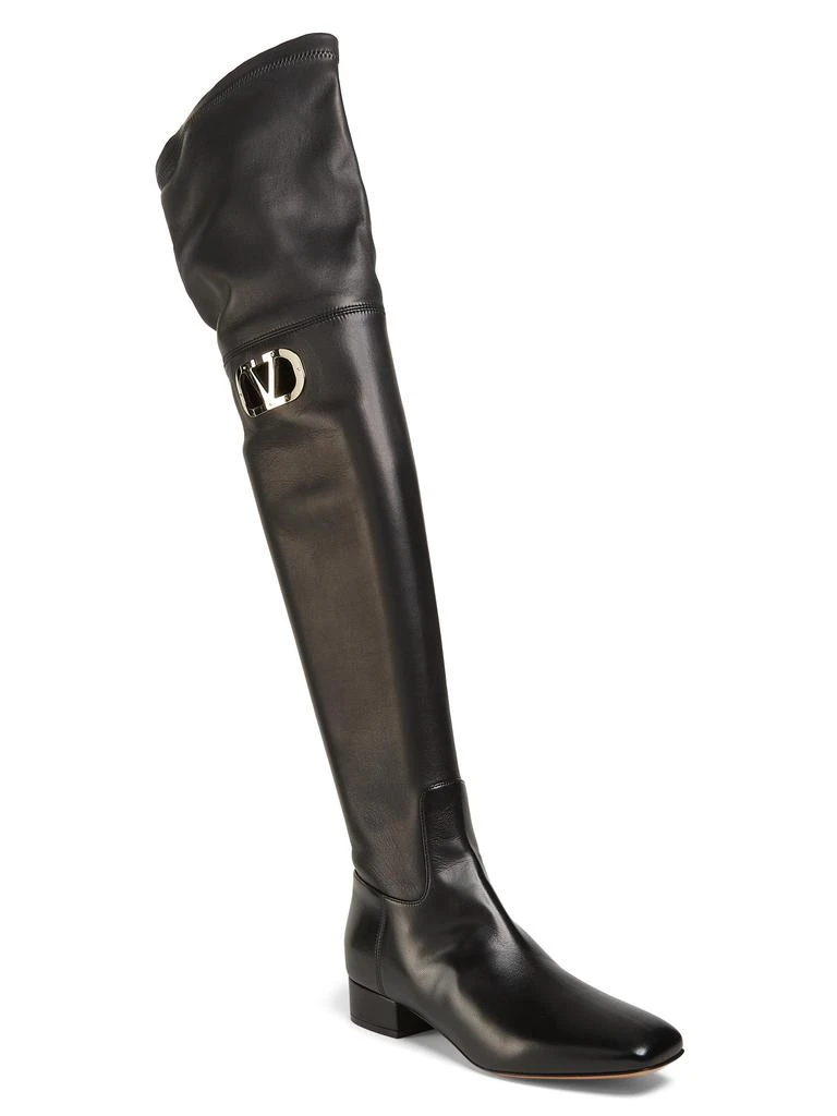 Valentino 25MM Block-Heel Over-The-Knee Leather Boots 2