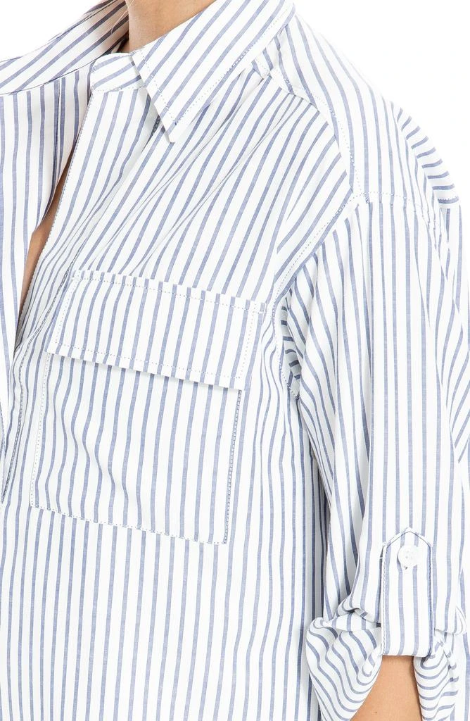 Max Studio Grid Print Roll Sleeve Popover Shirt 3