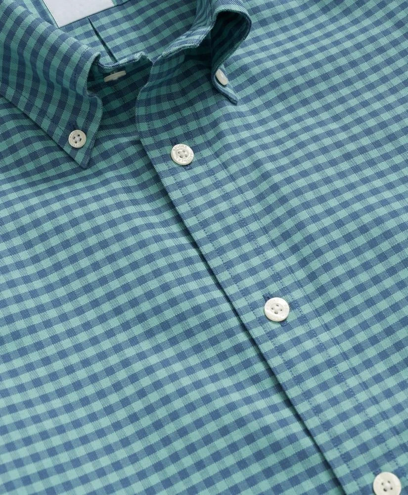 Brooks Brothers Stretch Cotton Non-Iron Oxford Polo Button Down Collar, Gingham Short-Sleeve Shirt 2