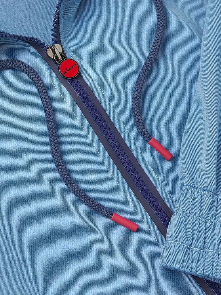Kiton Chambray Zip-Front Hoodie 6