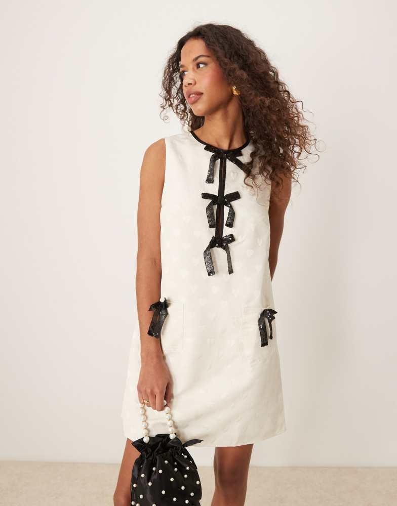【英国発Sister Jane】Tamara bow-embellished twill mini dress Sister Jane Tamara bow-embellished twill mini dress
