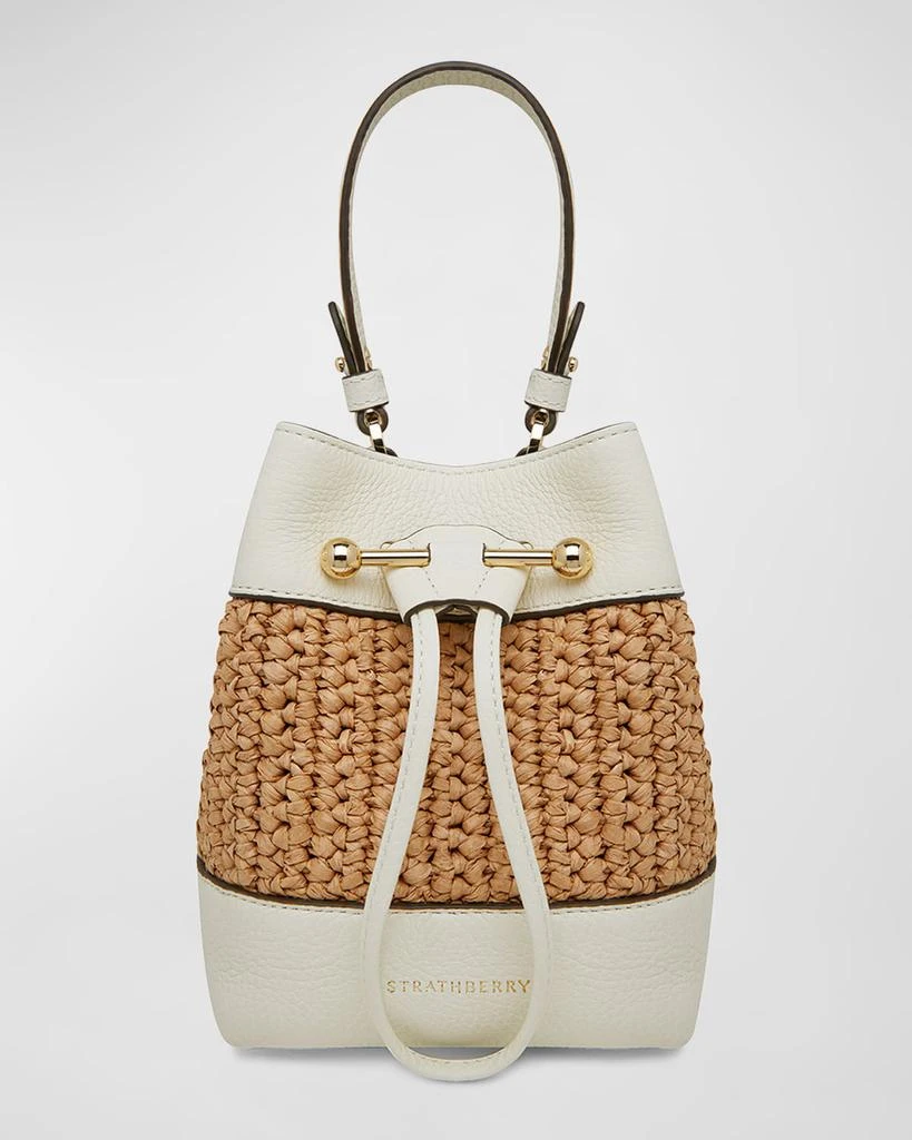 Strathberry Lana Osette Raffia & Leather Bucket Bag 1