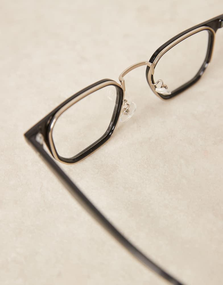 ASOS ASOS DESIGN square metal glasses in black with clear lens