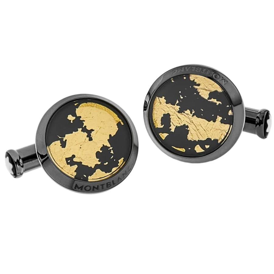 MontBlanc Montblanc Sartorial Gold-Plated Leaf Inlay Black Stainless Steel Men
s Cufflinks 112907
