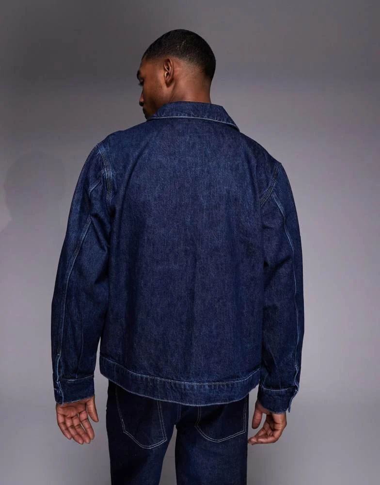 Hugo Blue HUGO BLUE Elzo regular fit zip through denim jacket in dark blue 4