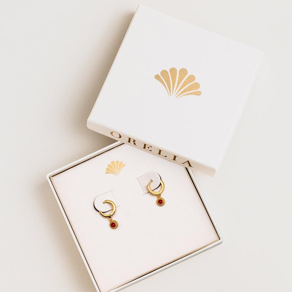 Orelia London July Birthstone Huggie Hoop Earrings Made With Swarovski Crystals