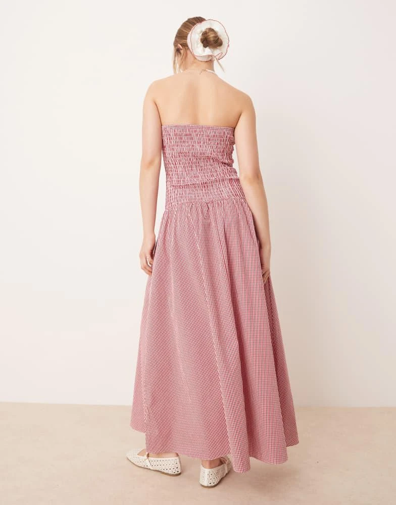 Glamorous Glamorous shirred drop waist maxi dress in red gingham 2