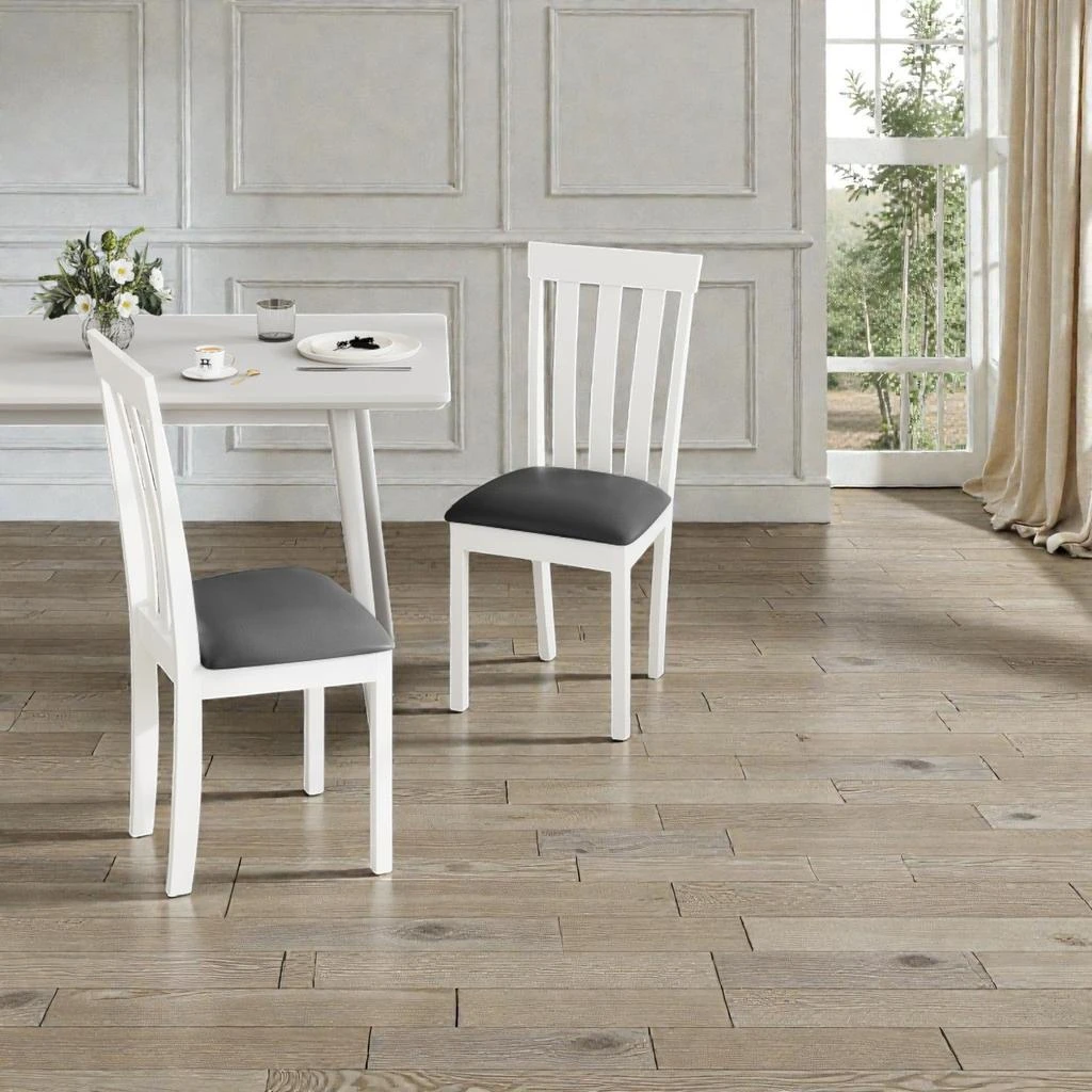 Hivvago Set of 2 Wooden Kitchen Chairs with Upholstered Seats and Strong Rubberwood Support 4