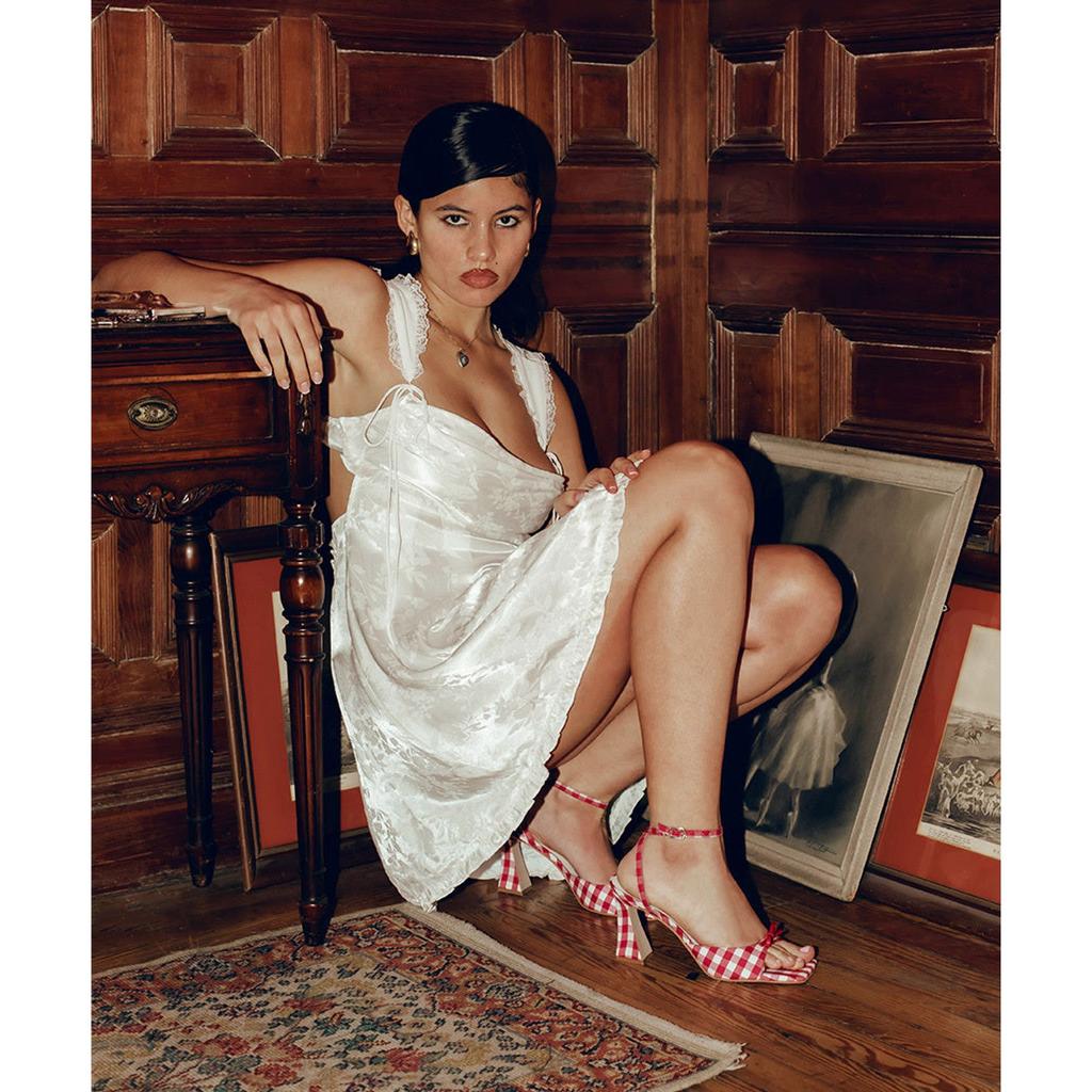 Dolce Vita Loise Heels White Red Gingham