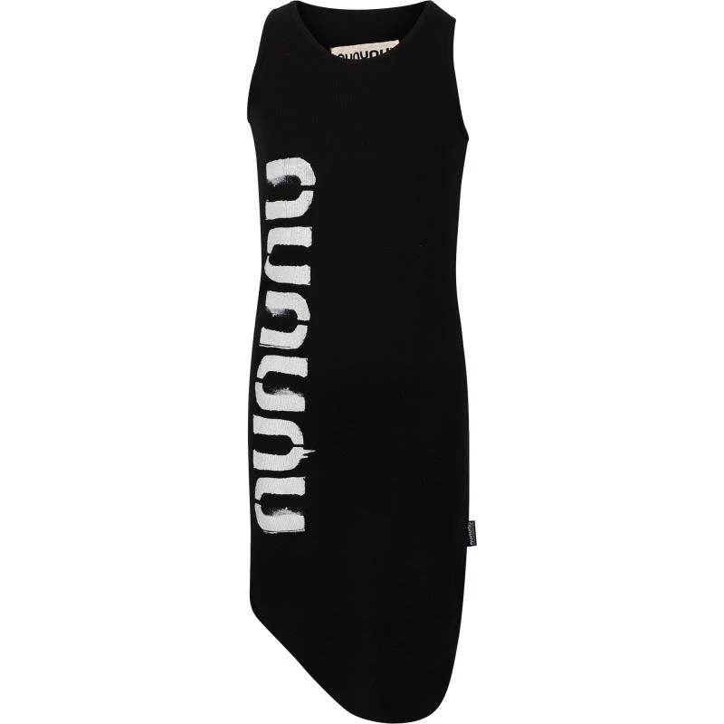 Nununu Asymmetrical logo dress in black 1