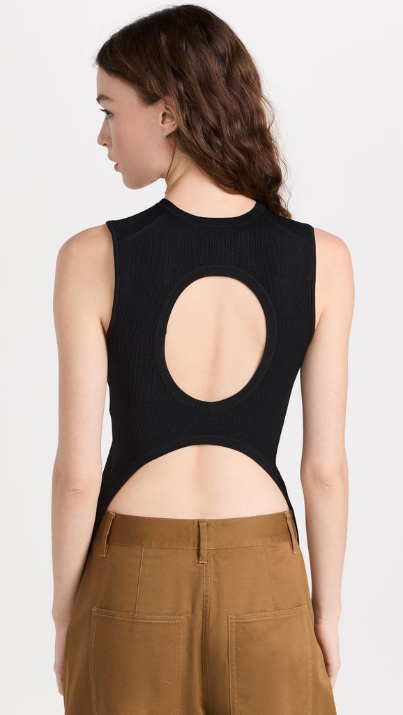 Tibi Giselle Stretch Sweater Circle Openback Tank