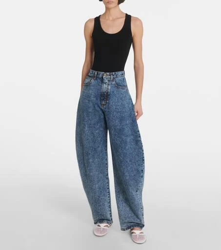 Alaïa Infradito leather and fishnet mules 3