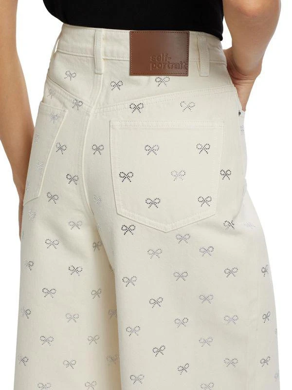 Self Portrait Diamanté Bow Jeans 4