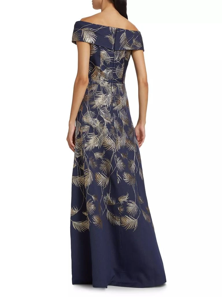Teri Jon Jacquard Off-The-Shoulder Gown 5